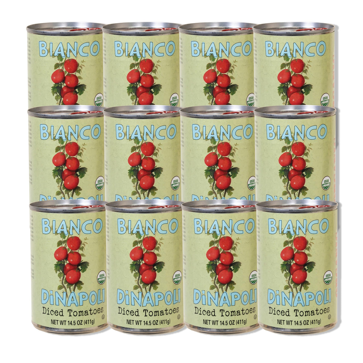 Bianco DiNapoli Organic Diced Tomatoes in Puree – Vine-Ripened CA, 14.5 oz, Pack of 12