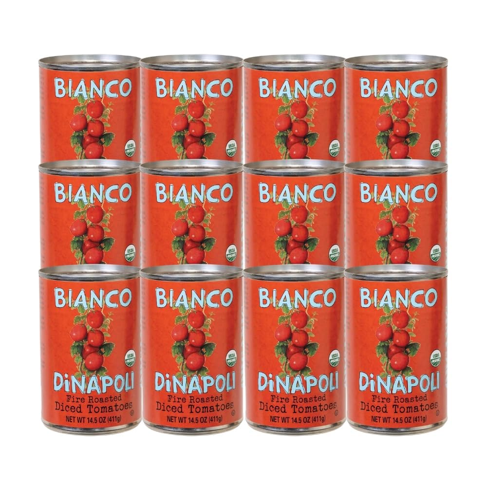 Bianco DiNapoli Organic Fire Roasted Diced Tomatoes – 12 Pack, California Grown