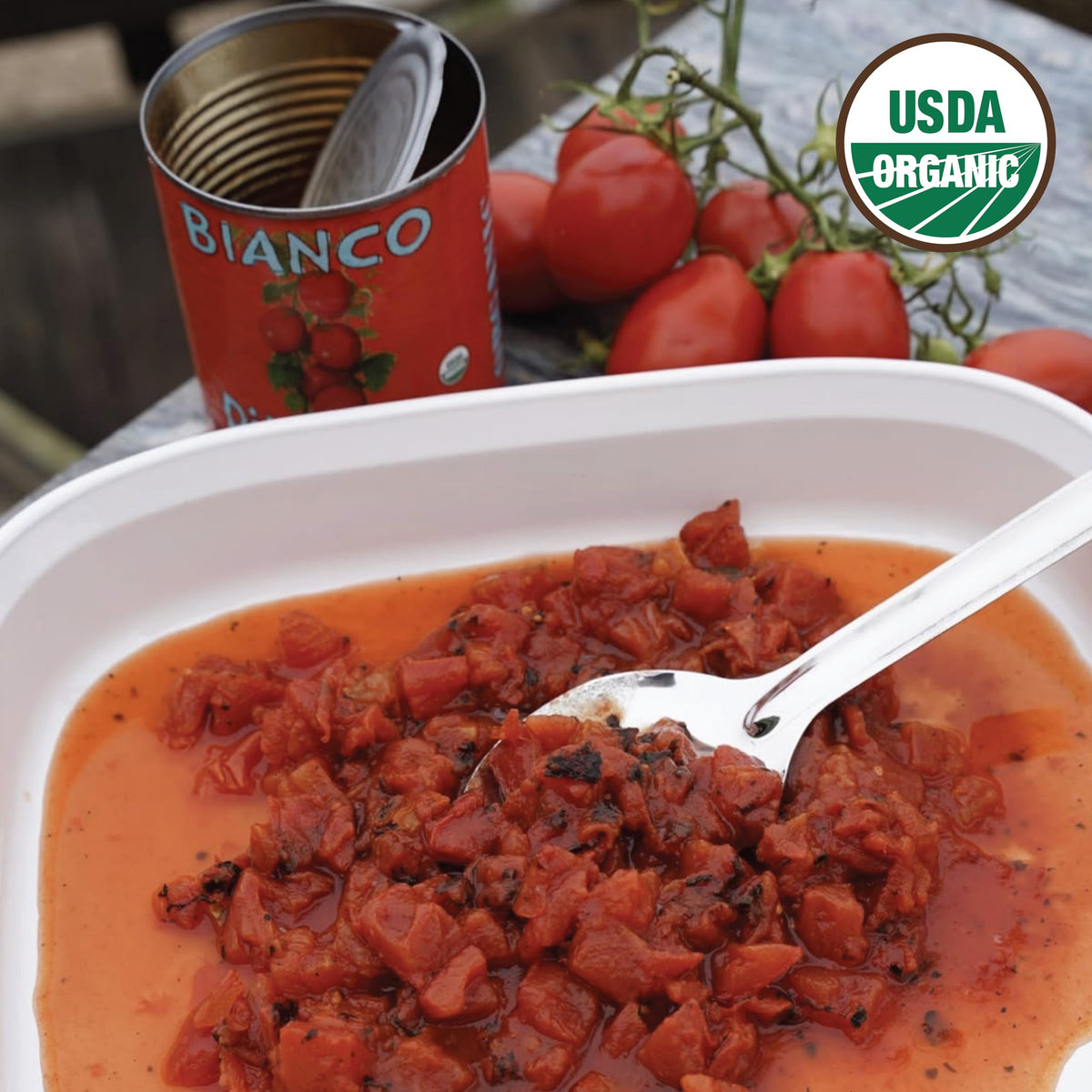 Bianco DiNapoli Organic Fire Roasted Diced Tomatoes – 12 Pack, California Grown
