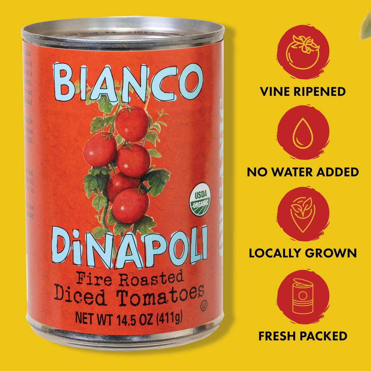 Bianco DiNapoli Organic Fire Roasted Diced Tomatoes – 12 Pack, California Grown