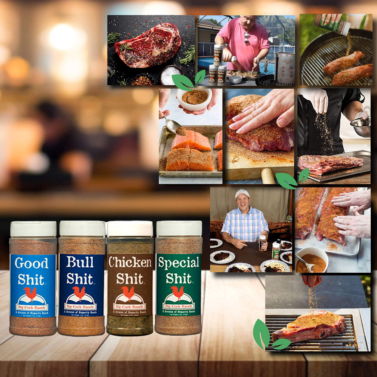 Big Cock Ranch Gourmet Seasoning Bundle – Gluten-Free, No MSG, 4 Flavors