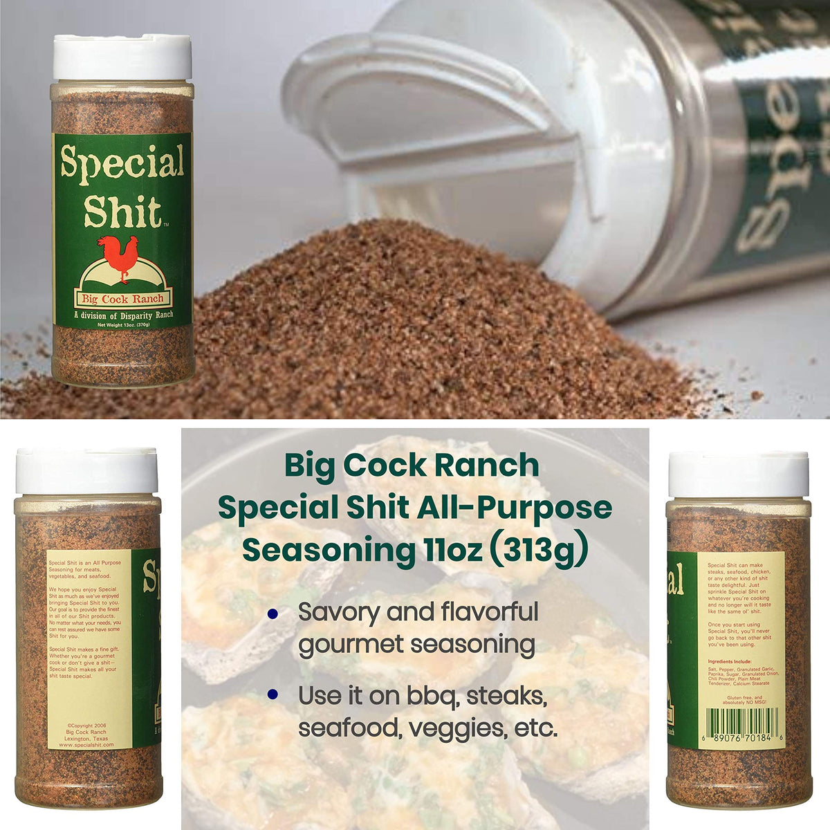 Big Cock Ranch Gourmet Seasoning Bundle – Gluten-Free, No MSG, 4 Flavors