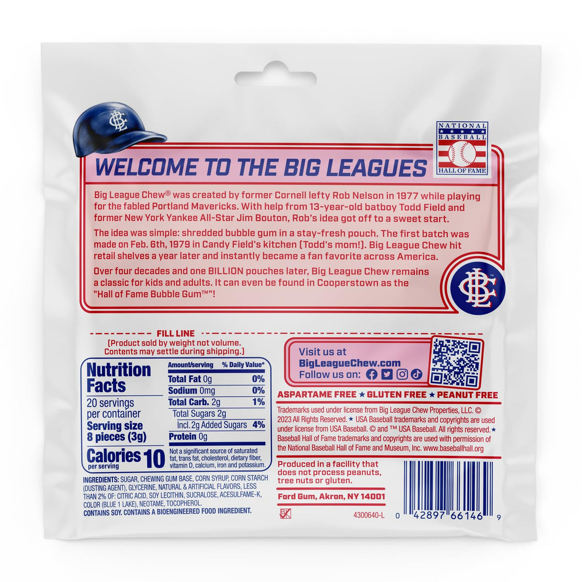 Big League Chew Big Rally Blue Raspberry Bubble Gum – Pack of 12 Bags (2.12 oz) | Ideal for Baseball Games and Concessions