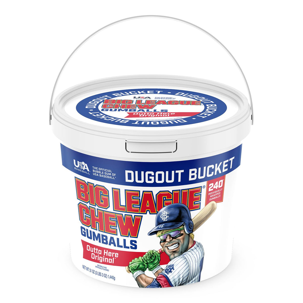 Big League Team Rally Bucket Gumballs – 240 Individually Wrapped, Outta Here Original Flavor