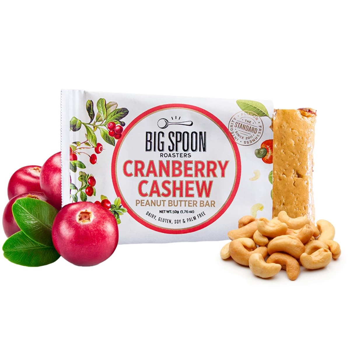 Big Spoon Roasters Cranberry Cashew Nut Butter Bars — Low Carb, High Protein, Vegan, Gluten-Free