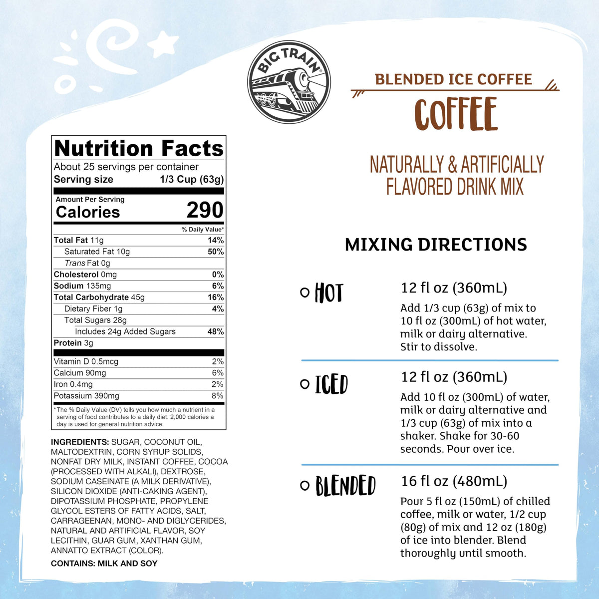 Big Train Blended Ice Coffee Beverage Mix | Smooth Frappe, Hot, or Iced
