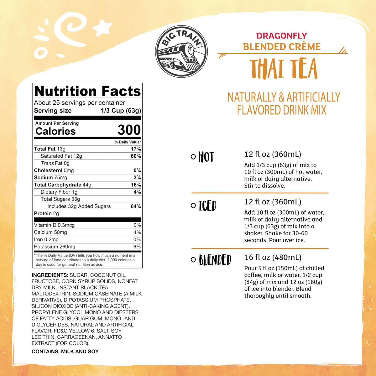 Big Train Dragonfly Thai Tea Blended Creme Beverage Mix, 3.5 lb