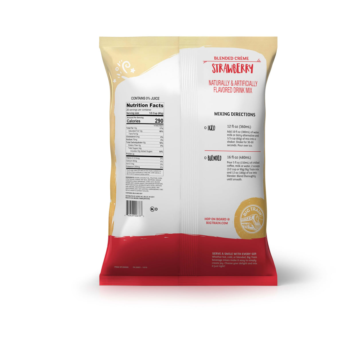Big Train Strawberry Blended Crème Beverage Mix — 3.5 lb Pack