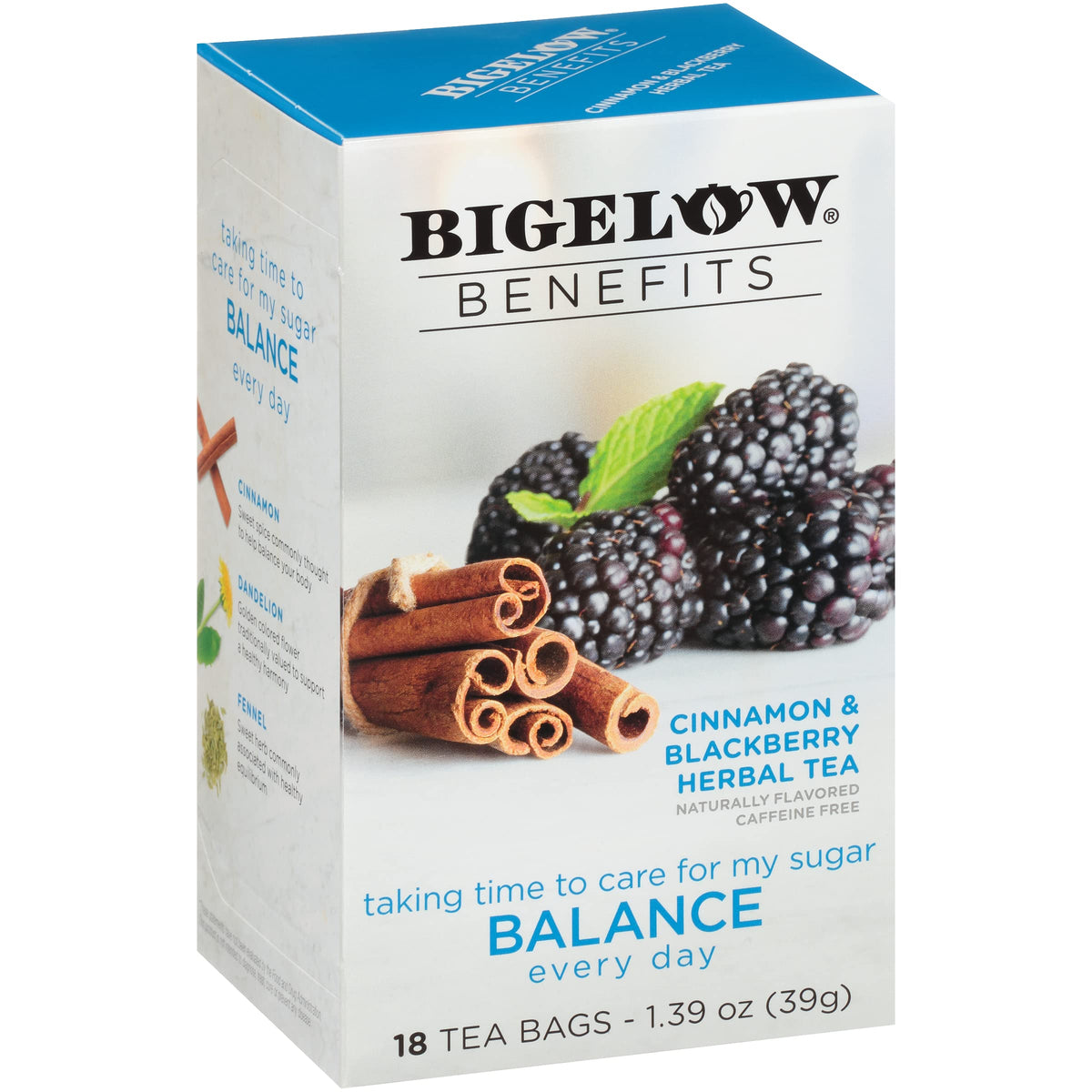 Bigelow Benefits Balance Cinnamon & Blackberry Herbal Tea – Caffeine Free, 108 Bags (6-Pack)