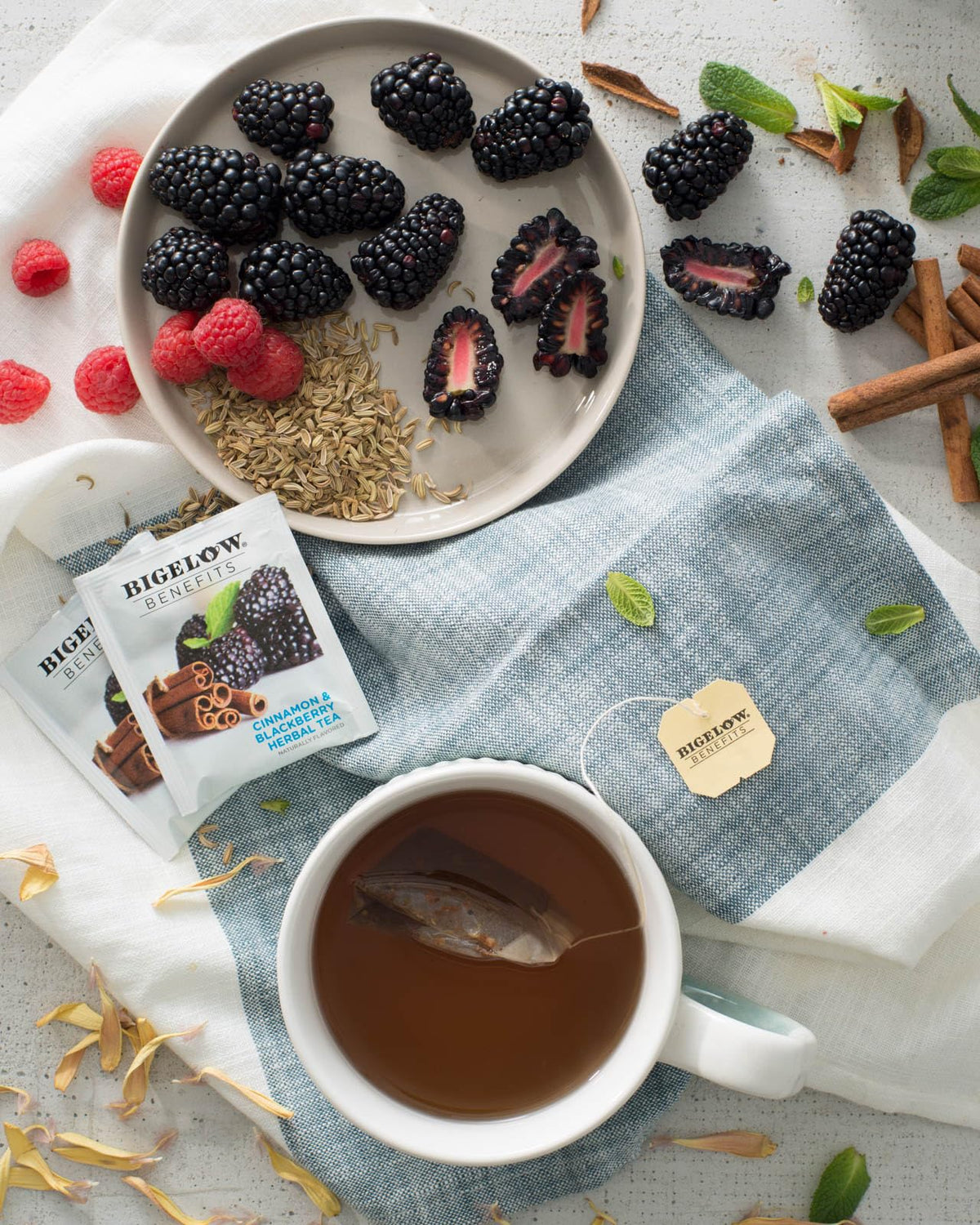 Bigelow Benefits Balance Cinnamon & Blackberry Herbal Tea – Caffeine Free, 108 Bags (6-Pack)