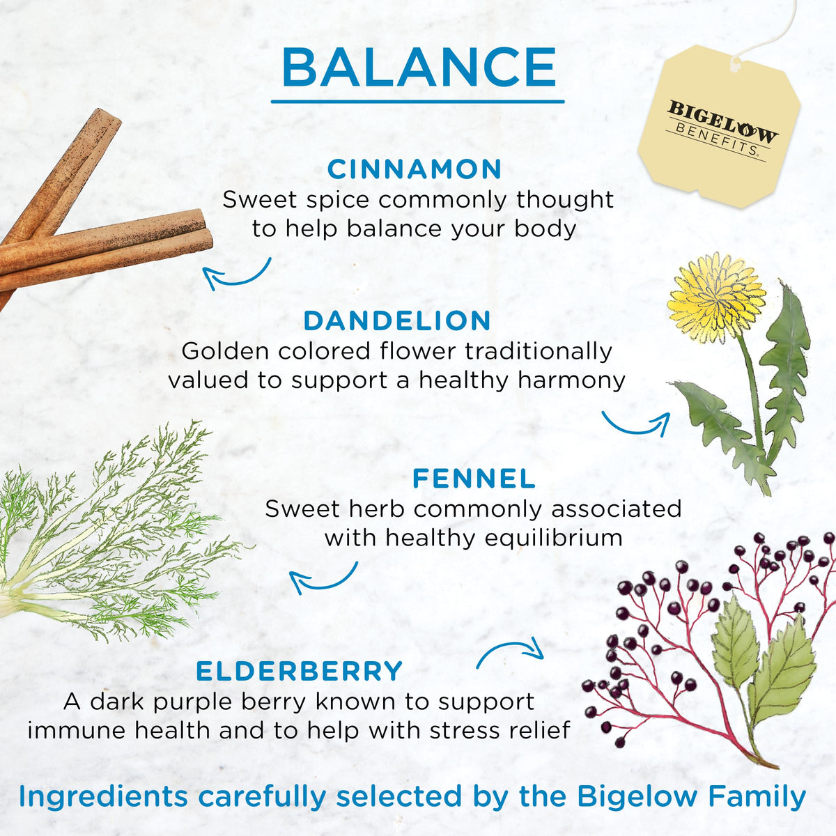 Bigelow Benefits Balance Cinnamon & Blackberry Herbal Tea – Caffeine Free, 108 Bags (6-Pack)