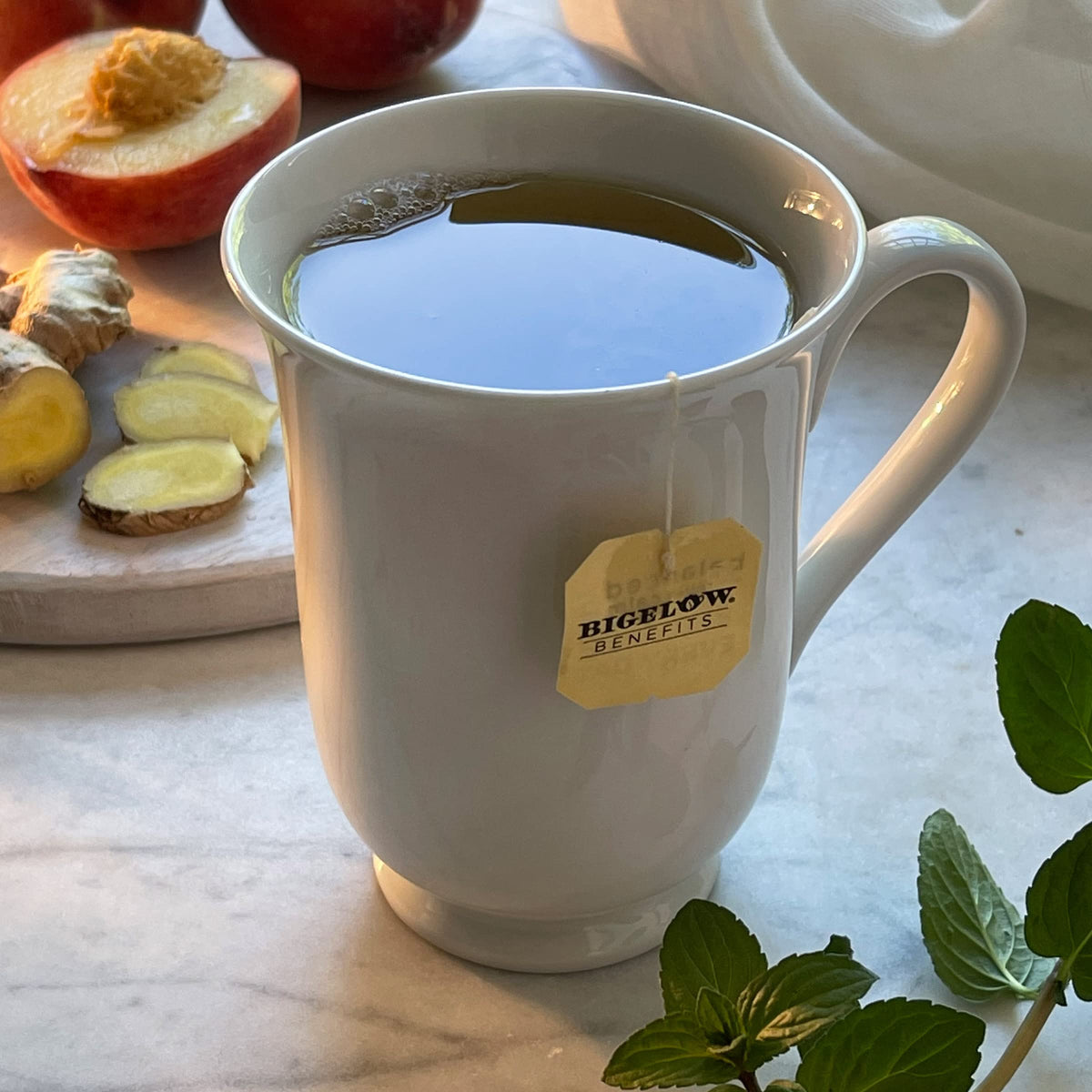 Bigelow Tea Benefits Calm Stomach Ginger Peach Herbal Tea – Caffeine Free, 108 Total Tea Bags (6-Pack)