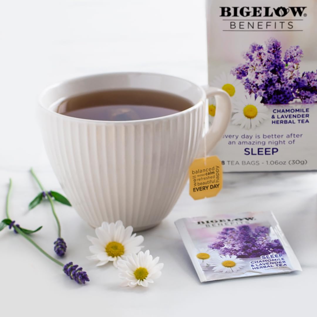 Bigelow Benefits Sleep Chamomile Lavender Herbal Tea - Caffeine Free, 108 Tea Bags (6 Pack)