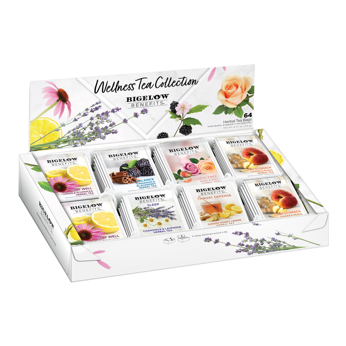Bigelow Benefits Wellness Tea Collection – 64-Count Variety Gift Box Sampler (Pack of 1)
