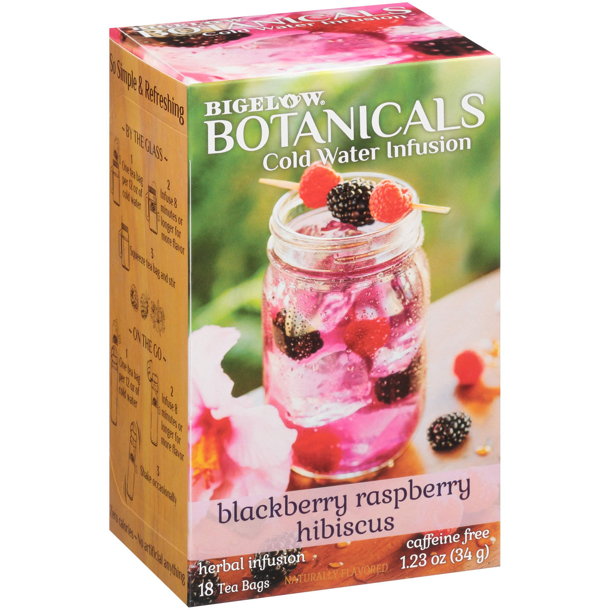 Bigelow Botanicals Cold Water Infusion Blackberry Raspberry Hibiscus Herbal Tea - Caffeine Free, Gluten Free, 108 Bags (Pack of 6)