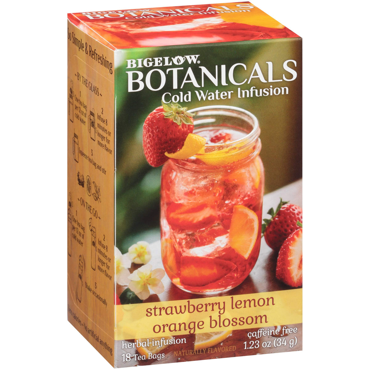 Bigelow Botanicals Cold Water Infusion Strawberry Lemon Orange Blossom – Caffeine Free Herbal Tea, 108 Bags (6-Pack)