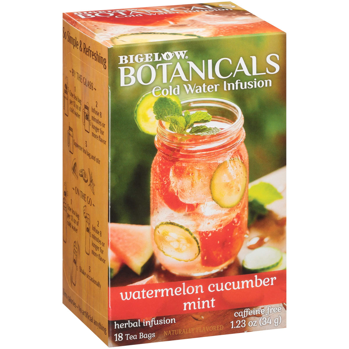 Bigelow Botanicals Cold Water Infusion Watermelon Cucumber Mint – Caffeine Free Herbal Tea (108 Bags, Pack of 6)