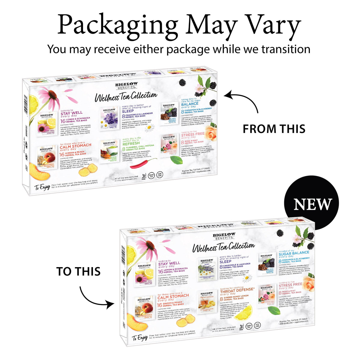 Bigelow Benefits Wellness Tea Collection – 64-Count Variety Gift Box Sampler (Pack of 1)