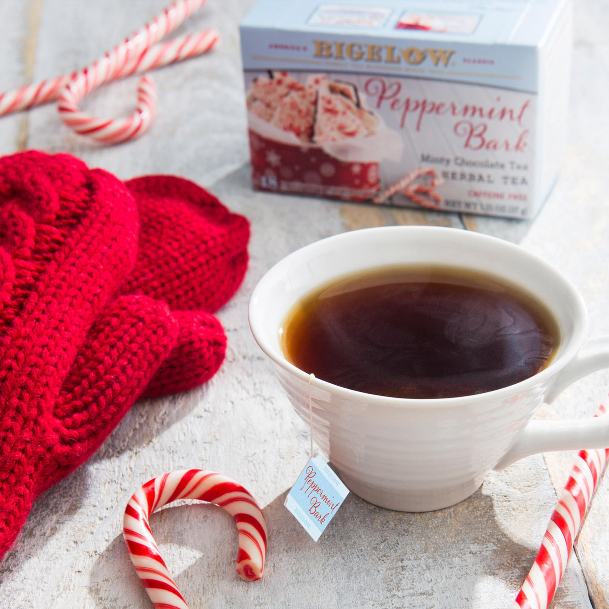 Bigelow Tea Peppermint Bark Herbal Tea — Caffeine Free Peppermint & Chocolate, 108 Bags (6 Boxes)