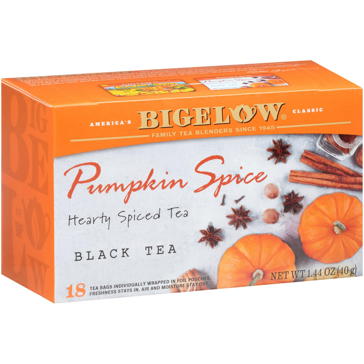 Bigelow Tea Pumpkin Spice Black Tea – Caffeinated Holiday Flavor, 108 Tea Bags Total (Pack of 6)