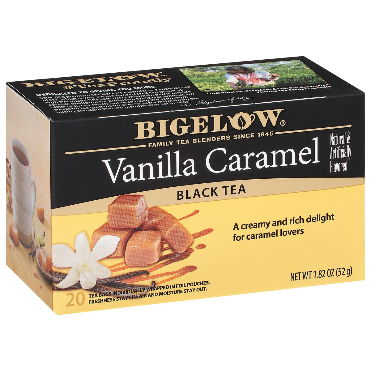 Bigelow Vanilla Caramel Black Tea – Calorie-Free, Aromatic Black Tea with Vanilla Caramel Flavor, 120 Tea Bags (Pack of 6)