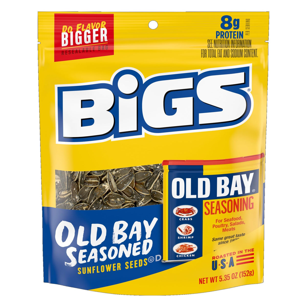 BIGS Sunflower Seeds Old Bay Seasoned – 5.35 oz Pack of 12