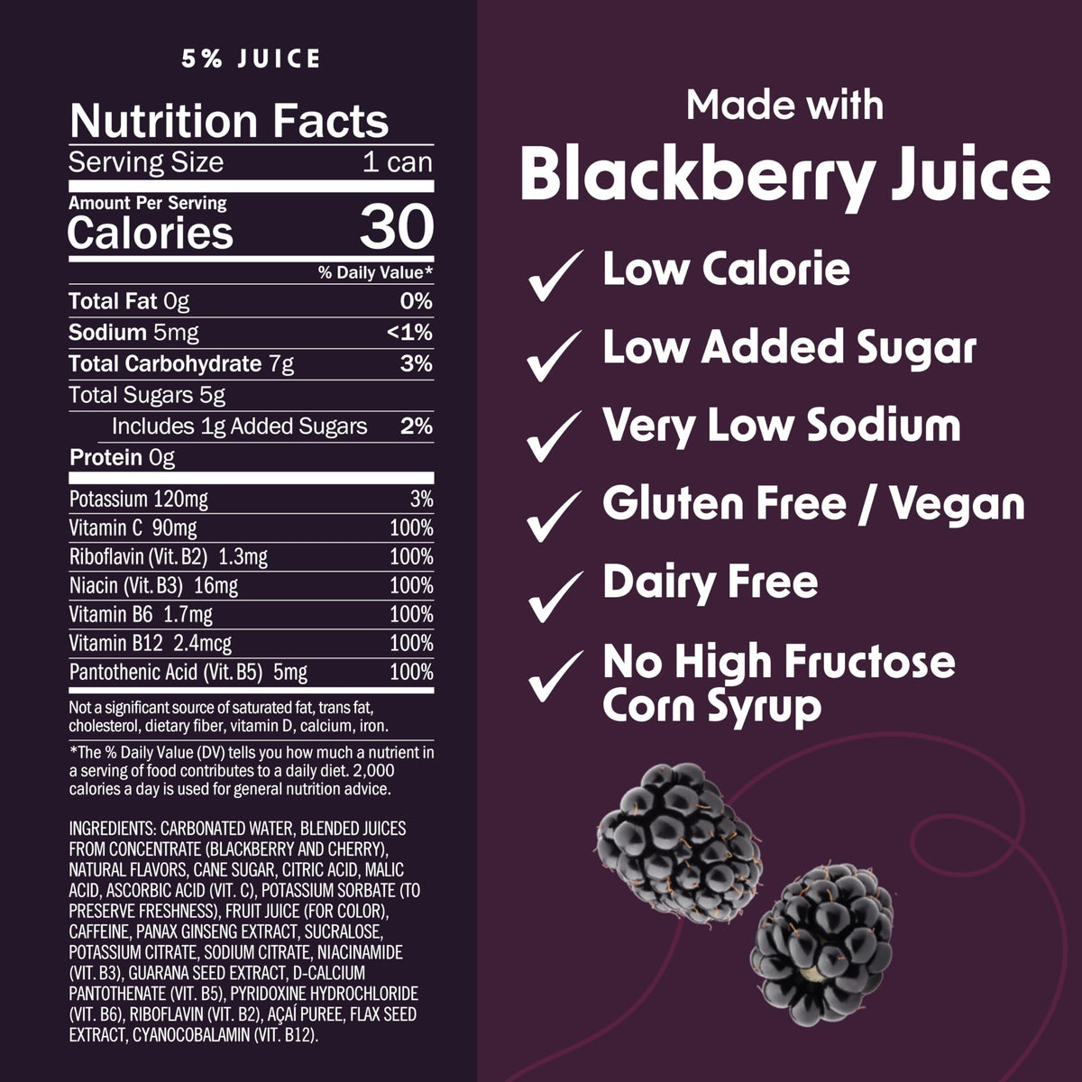 Bing Black 12oz Cans – Blackberry & Ginseng Energy Drink (12-Pack)