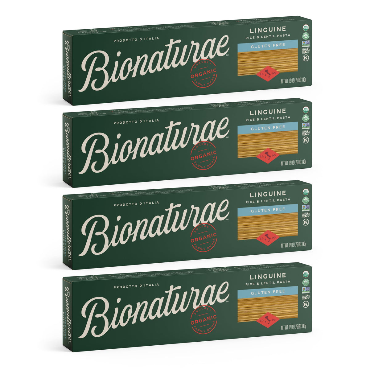 Bionaturae Gluten-Free Linguine Pasta – Rice & Lentil, 8g Protein, Non-GMO, Kosher, 12oz (4 Pack)