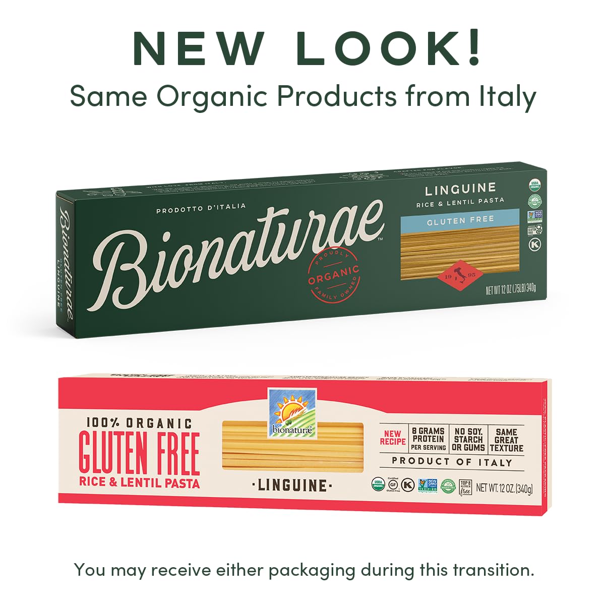 Bionaturae Gluten-Free Linguine Pasta – Rice & Lentil, 8g Protein, Non-GMO, Kosher, 12oz (4 Pack)