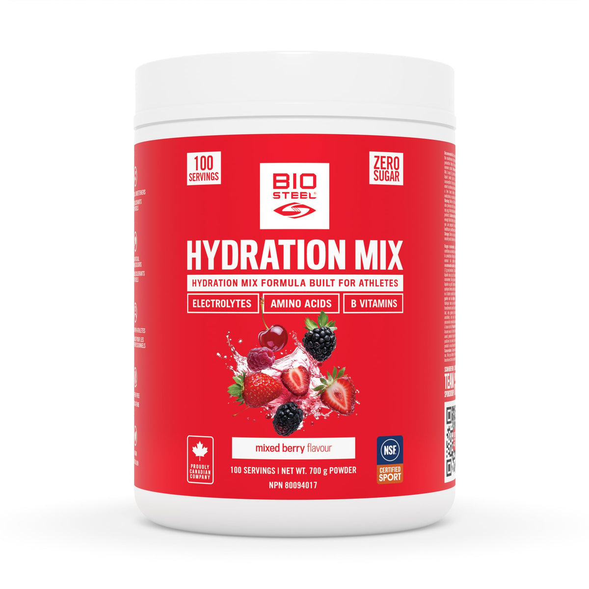 BioSteel Zero Sugar Hydration Mix – Berry, 100 Servings, 5 Electrolytes