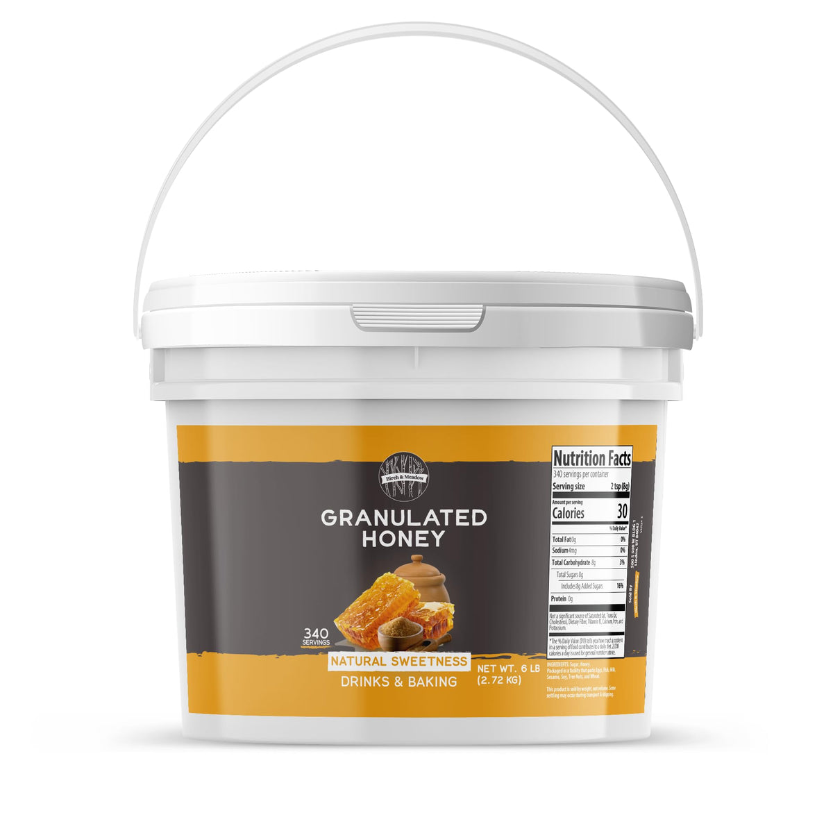 Birch & Meadow Granulated Honey (1 Gallon) – Gluten Free, All-Purpose Sweetener