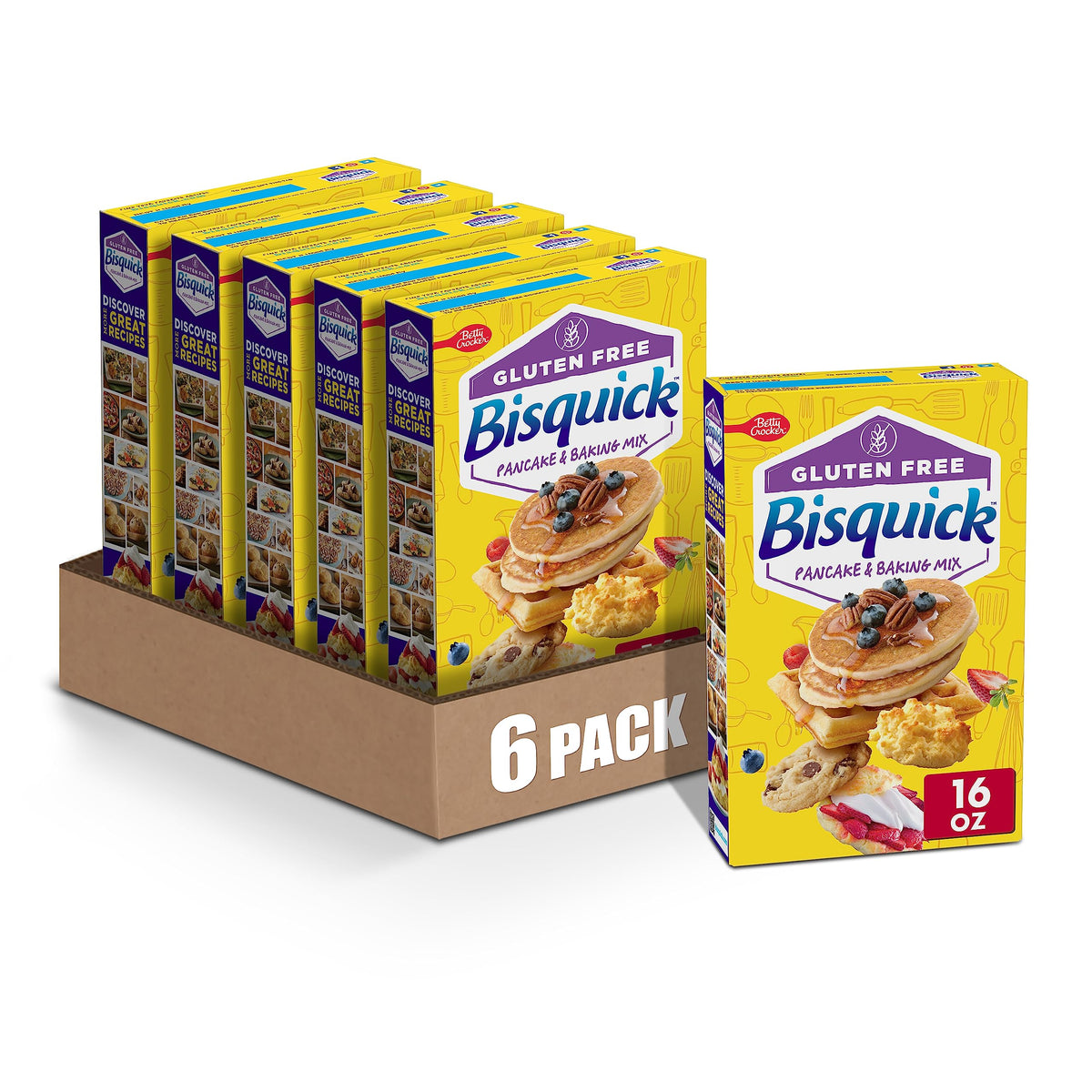 Betty Crocker Bisquick Gluten Free Pancake and Baking Mix – 16 oz (Pack of 6)