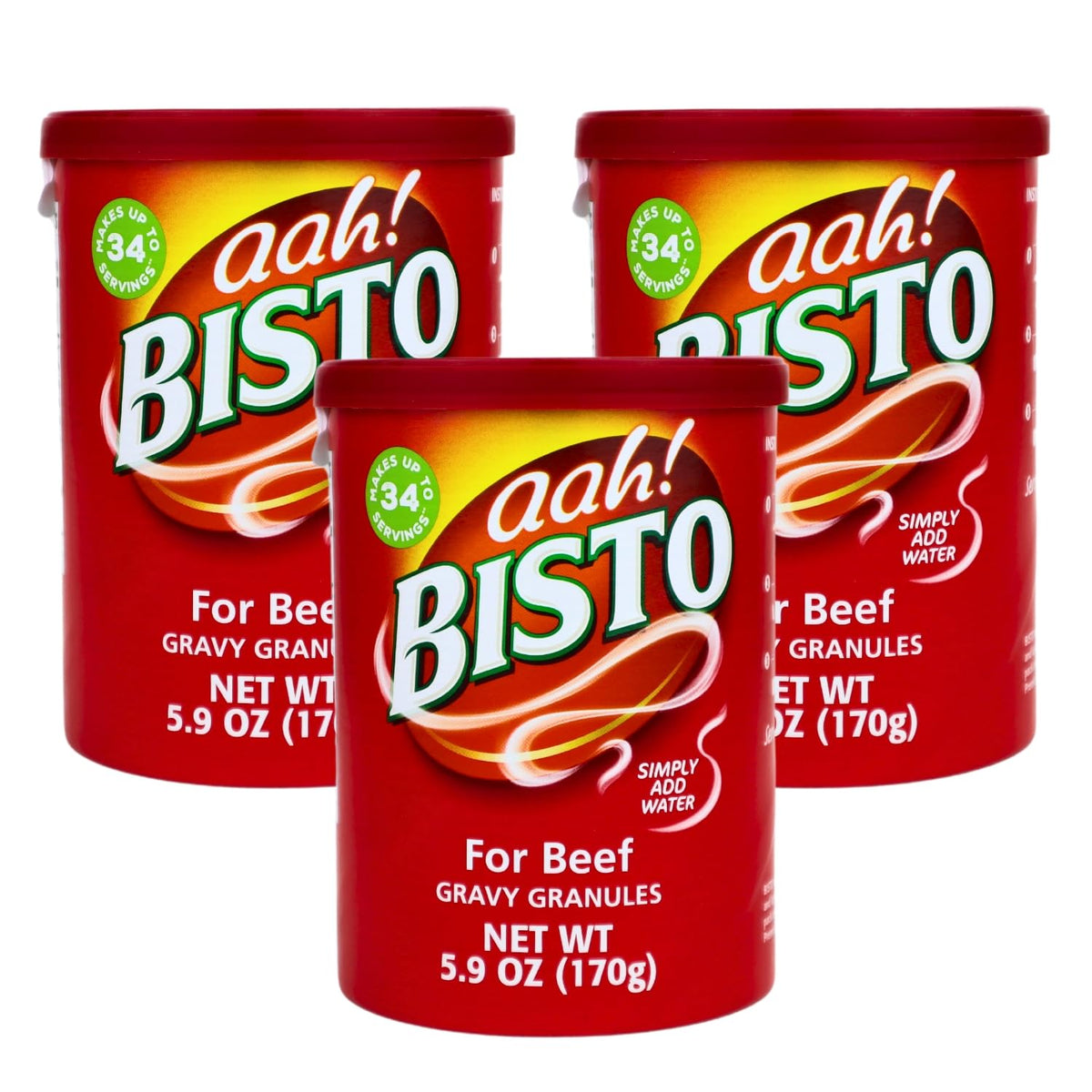 Bisto Gravy Granules – Beef & Chicken Flavors, UK Imported, 170g (Pack of 3 Beef) | Smooth, Quick Gravy