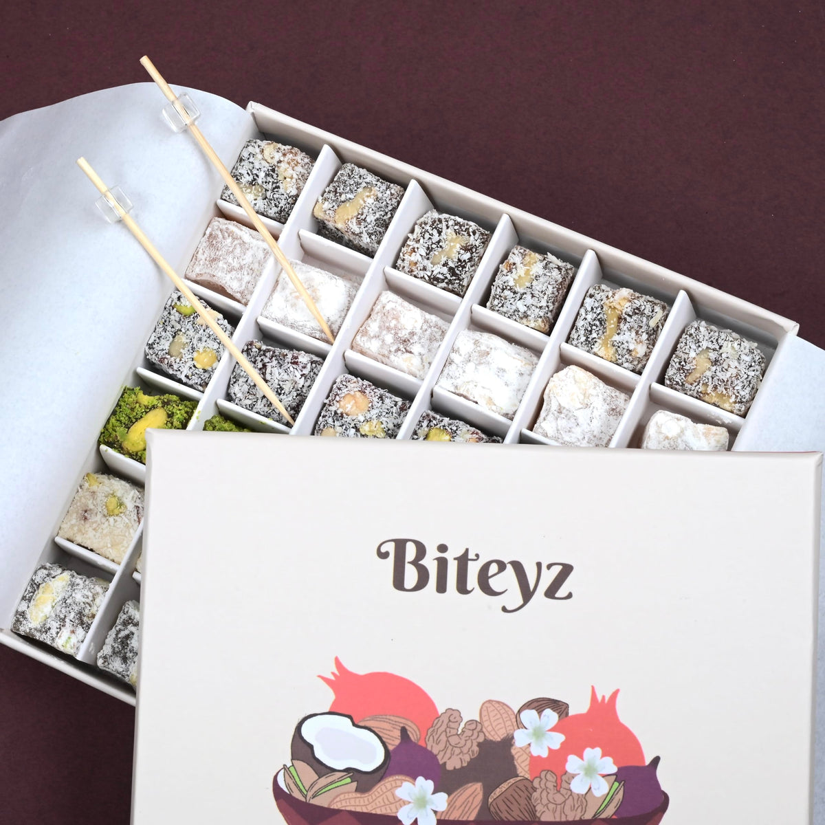 Biteyz Nutty Turkish Delight – Vegan Gourmet Gift Box, 36 Pieces