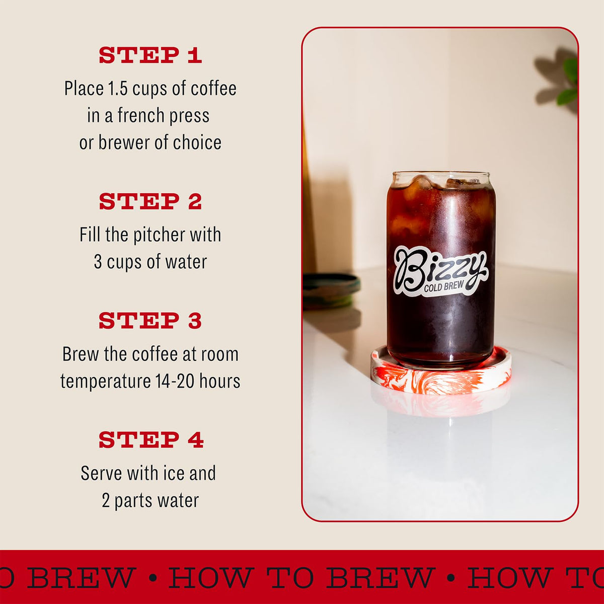 Bizzy Organic Cold Brew Coffee — Smooth Medium Roast, Coarse Ground, 2 lb