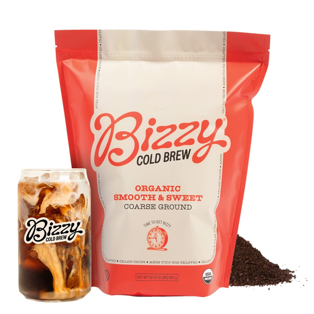 Bizzy Organic Cold Brew Coffee — Smooth Medium Roast, Coarse Ground, 2 lb