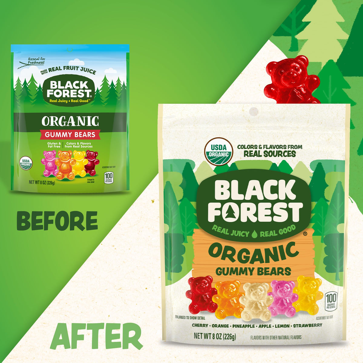 Black Forest Organic Gummy Bears Candy — 8 oz Bags (Pack of 6)