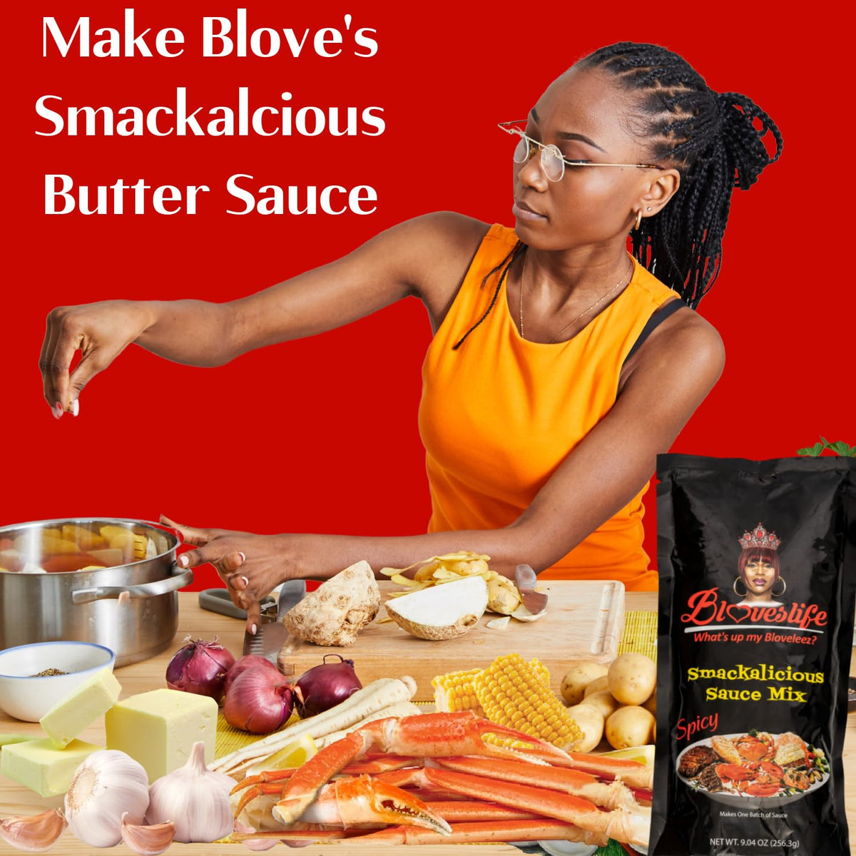 Bloveslife Spicy Cajun Smackalicious Sauce Seasoning Mix – Cajun Butter Sauce for Seafood, Meat & Veggies