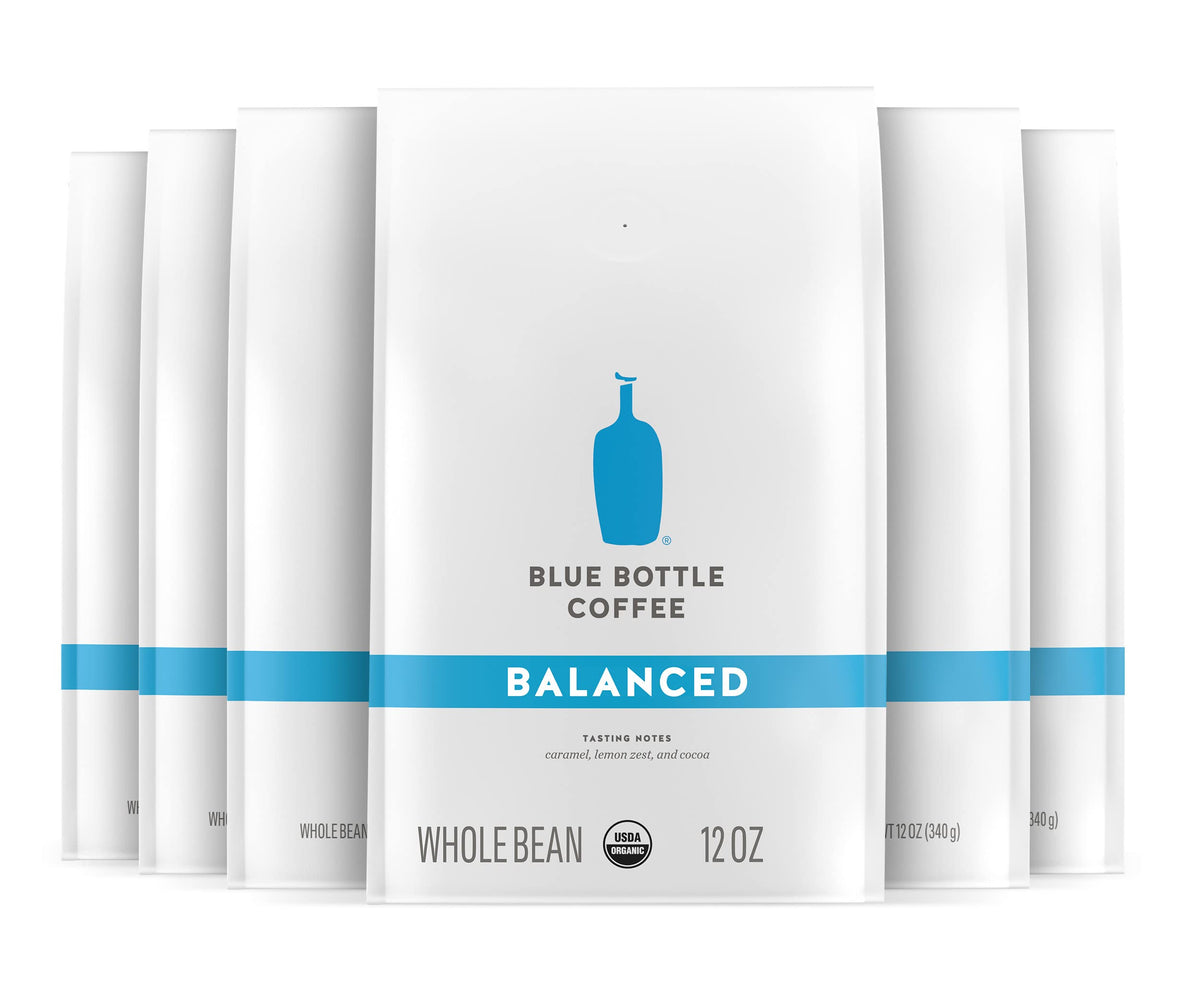 Blue Bottle Whole Bean Organic Coffee – Balanced, Medium Roast, 12 oz (Pack of 6)