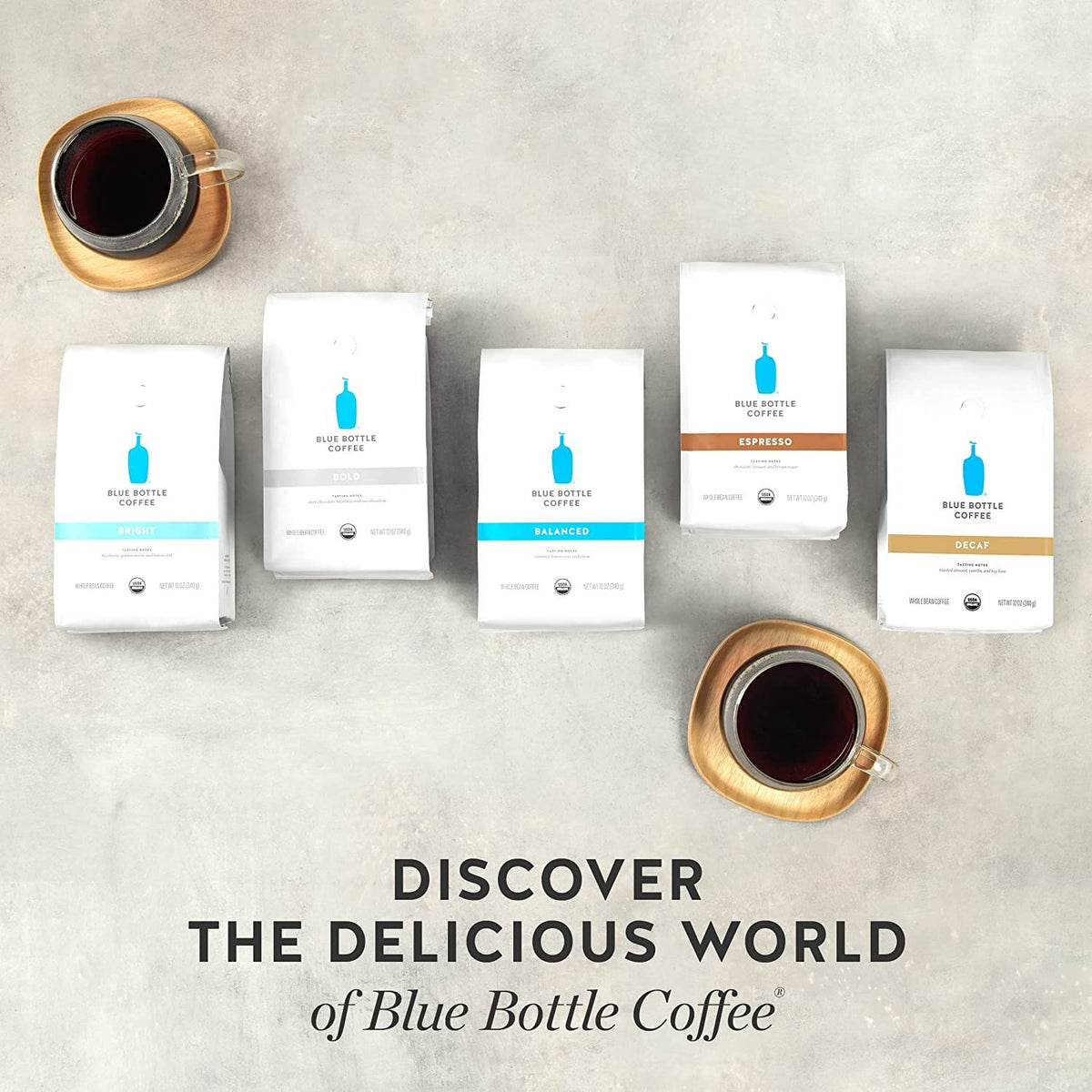 Blue Bottle Whole Bean Organic Coffee – Balanced, Medium Roast, 12 oz (Pack of 6)