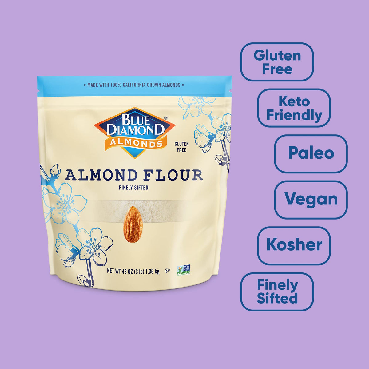 Blue Diamond Almond Flour – Gluten Free, Finely Sifted, 3 lb