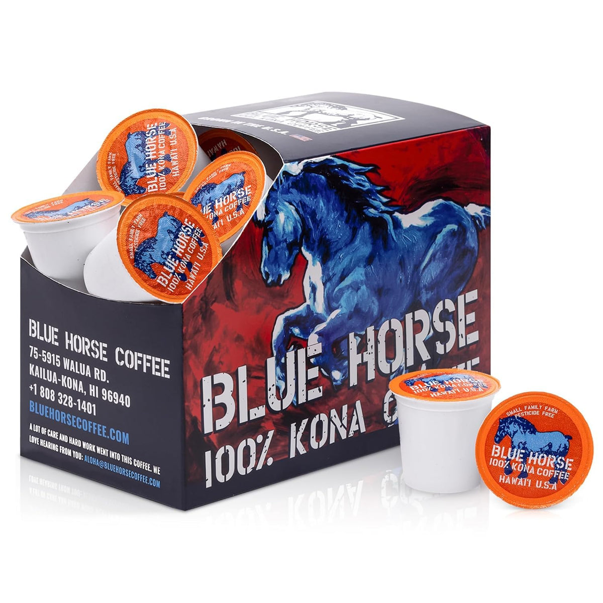 Blue Horse 100% Kona Coffee Pods | Medium Roast, 20ct | Keurig 2.0 Compatible