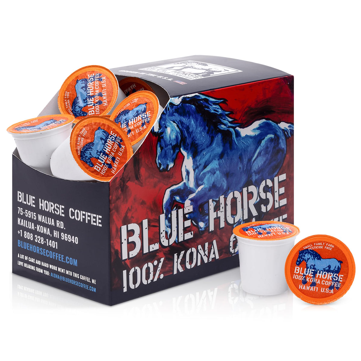 Blue Horse 100% Kona Coffee Pods | Medium Roast, 20ct | Keurig 2.0 Compatible