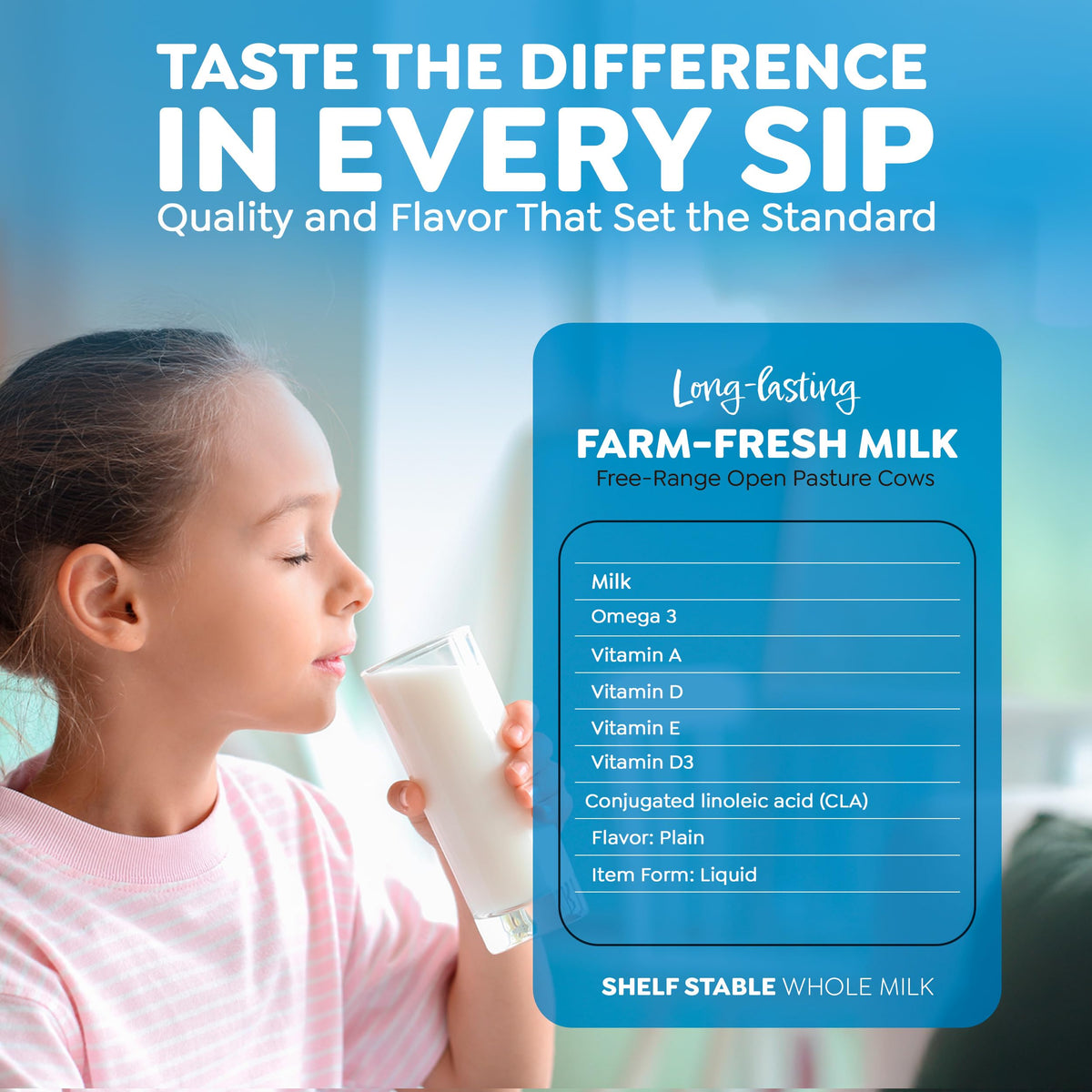 Blue Valley Shelf-Stable Whole Milk Boxes with Vitamin D – 8oz, 24 Pack, Cholov Yisroel Kosher