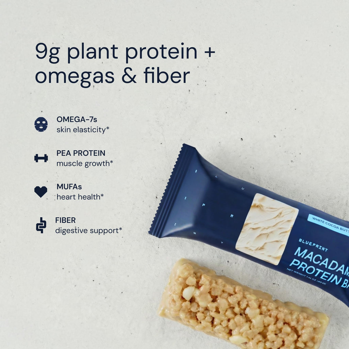 Blueprint Bryan Johnson Macadamia Nut Protein Bars – 9g Plant Protein, Vegan, White Cocoa Flavor, Keto-Friendly (12 Pack)