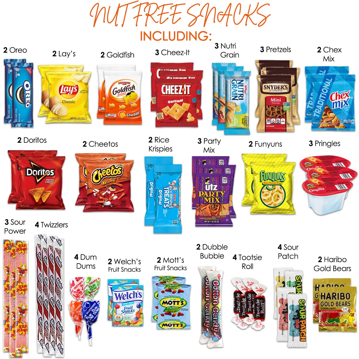 Blunon Peanut Free & Tree Nut-Free Snacks Variety Pack – 58 Count
