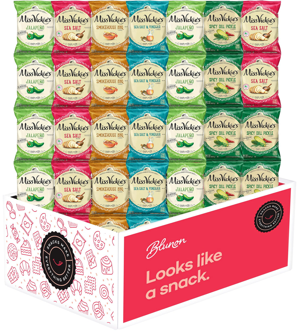 Miss Vickie Potato Chips Variety Pack | Blunon 30-Count Kettle Cooked Bulk Assortment