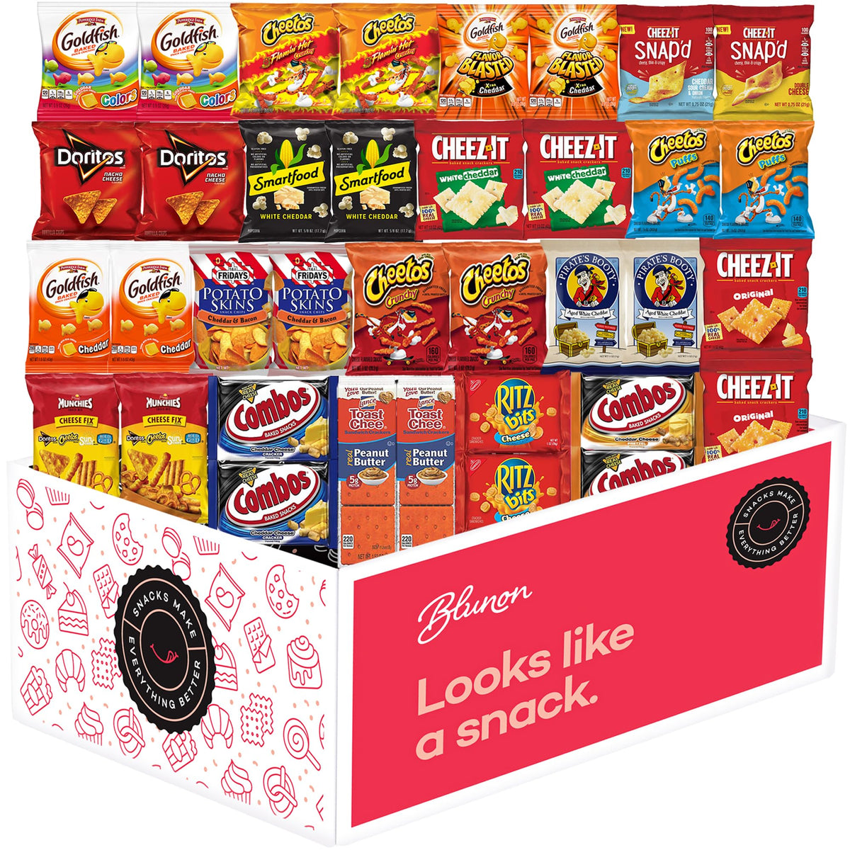 Blunon Cheese Crackers & Snacks Variety Pack – 36-Count Sampler Bulk Gift Box