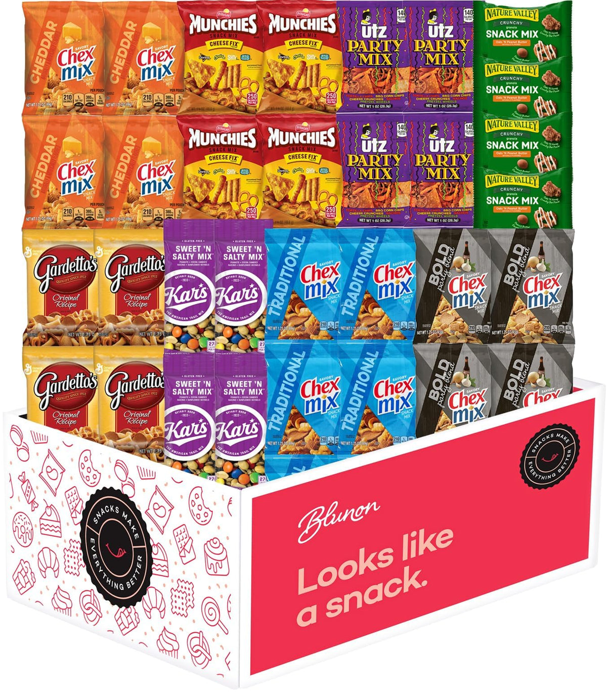 Blunon Snacks Variety Pack for Adults — 32-Pack Party Mix Gift Box