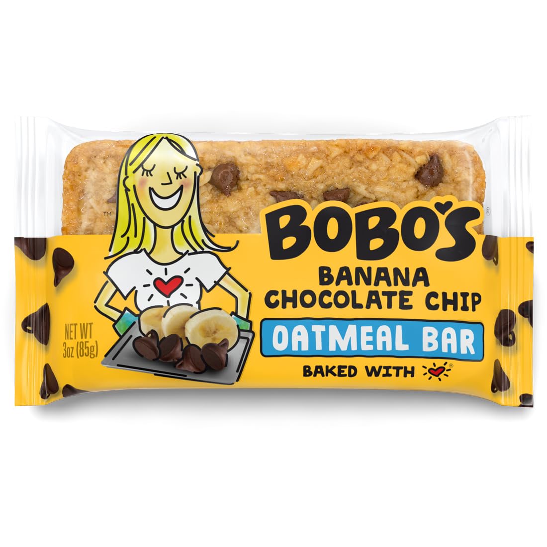 Bobo's Banana Chocolate Chip Oat Bars – Gluten-Free, Plant-Based Breakfast & Snack Bars (12 Bars)